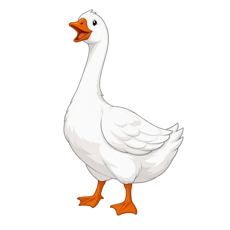 A white goose dancing on the spot